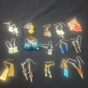 Lot of 15 pairs homemade dangle bead earrings